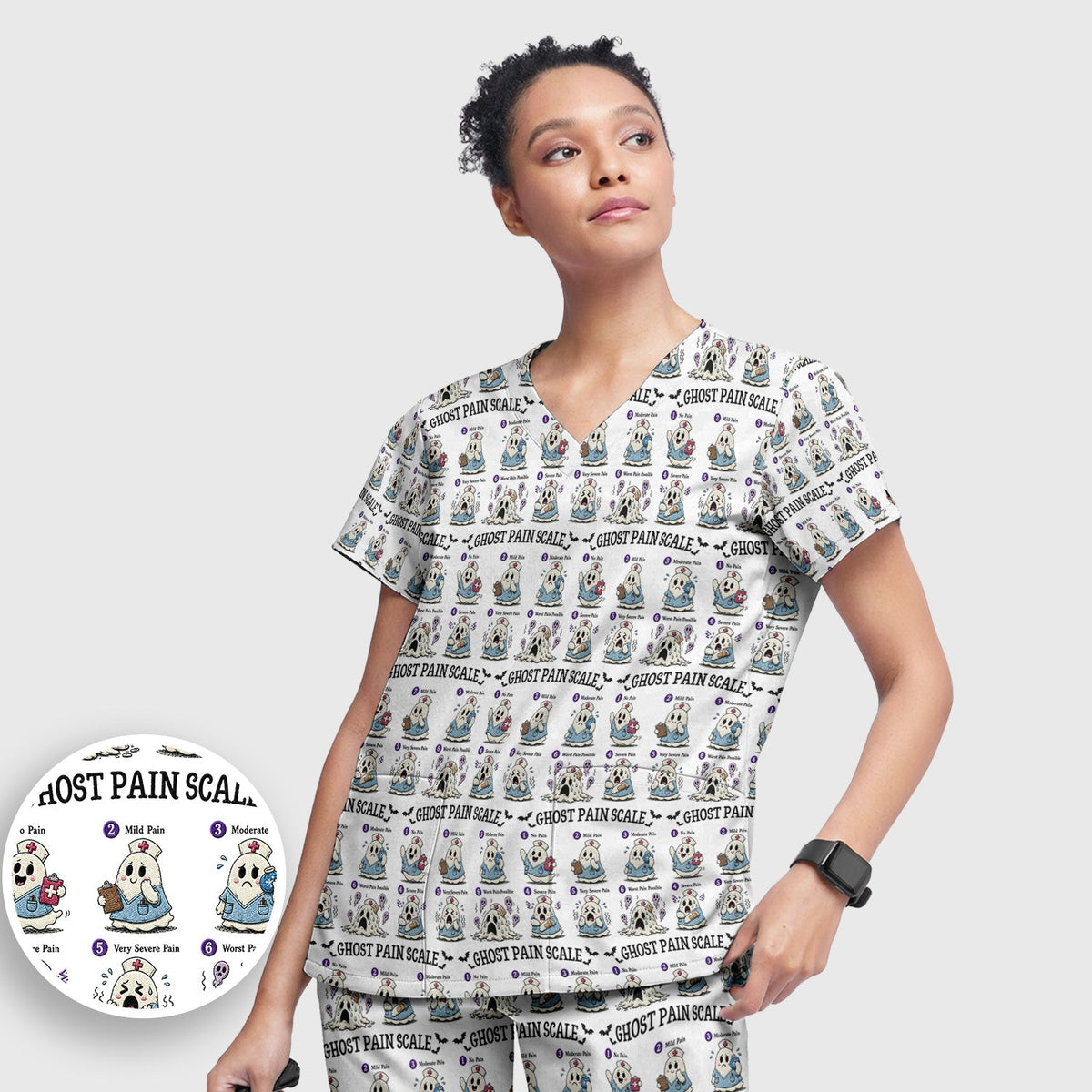 Ghost Pain Scale Nurse Scrub Set