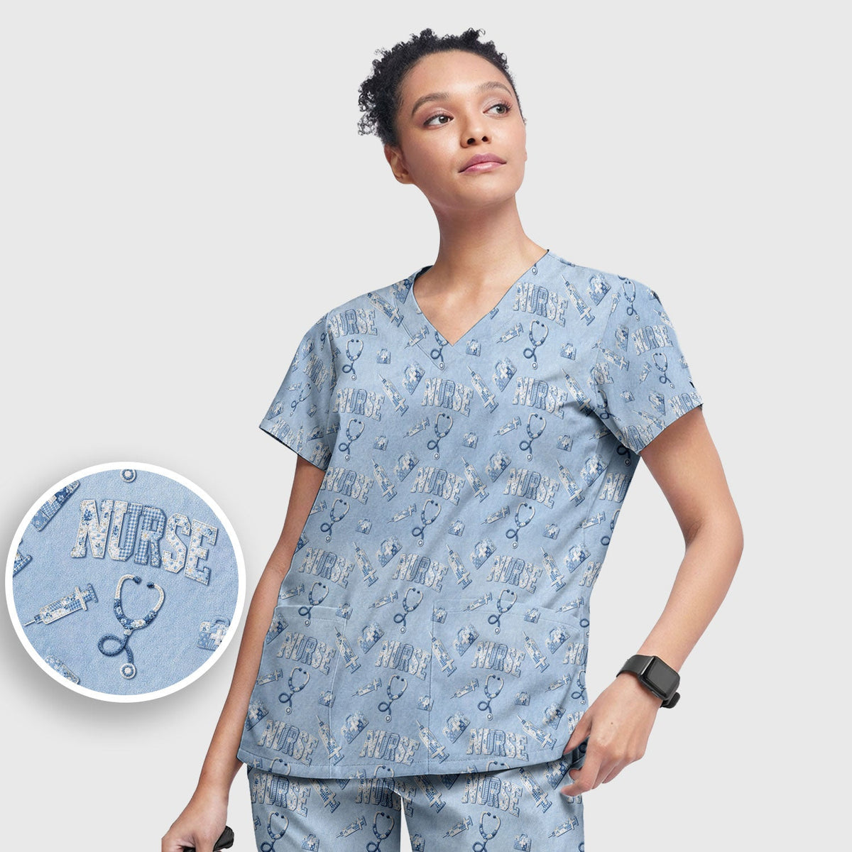 Blue Nurse Medical Scrub Set