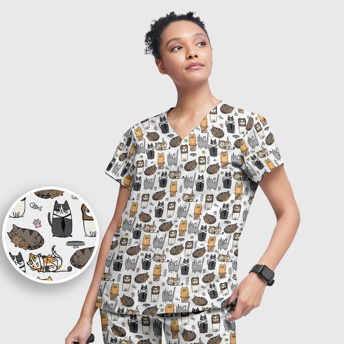 Lazy Cat Doodle Cozy Kitty Nurse Scrub Set