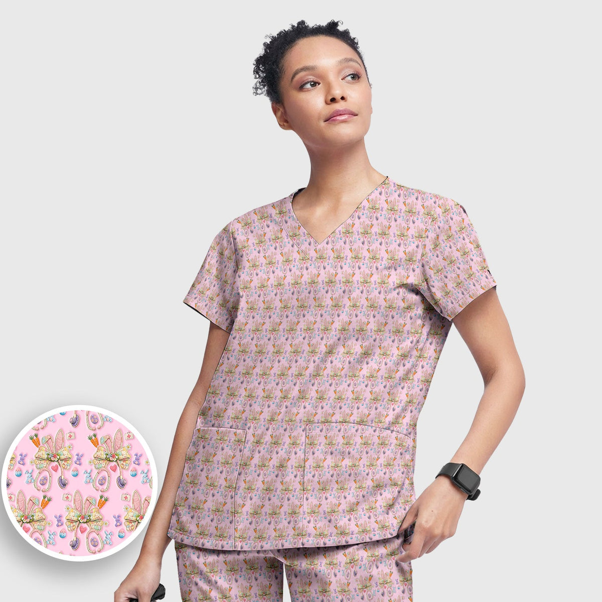Bunny Stethoscope Nurse Scrub Set - Easter Gift
