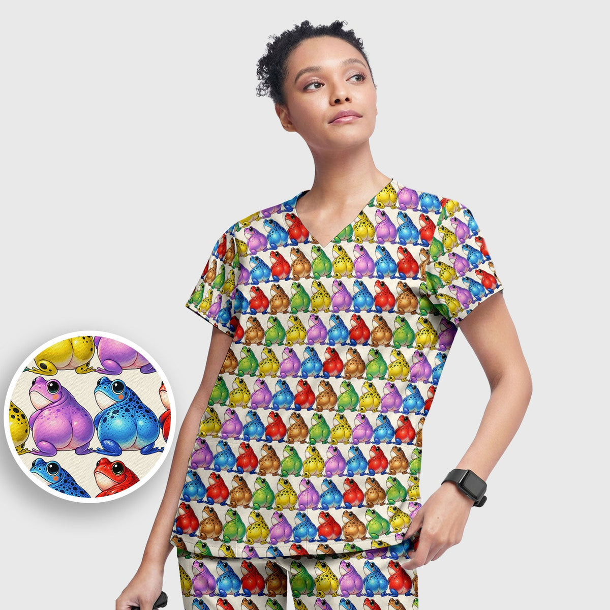 Colorful Frogs Nurse Scrub Set