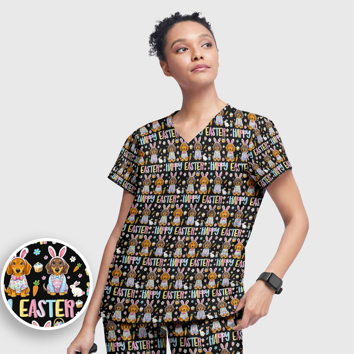 Dachshund Puppy Nurse Scrub Set - Easter Gift
