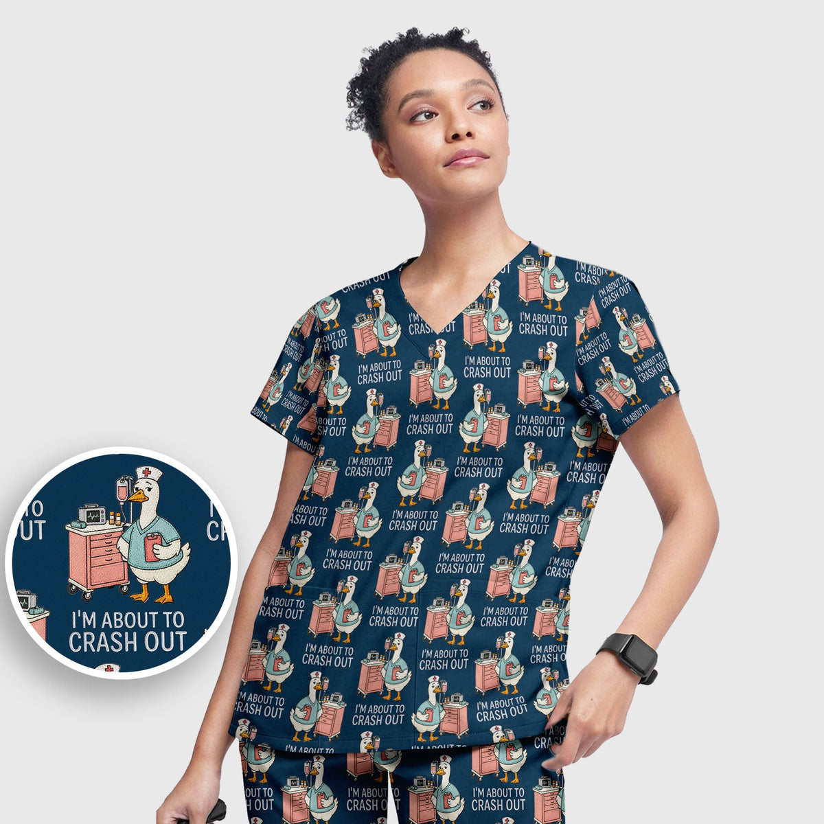 Goose Crash Out Nurse Scrub Set
