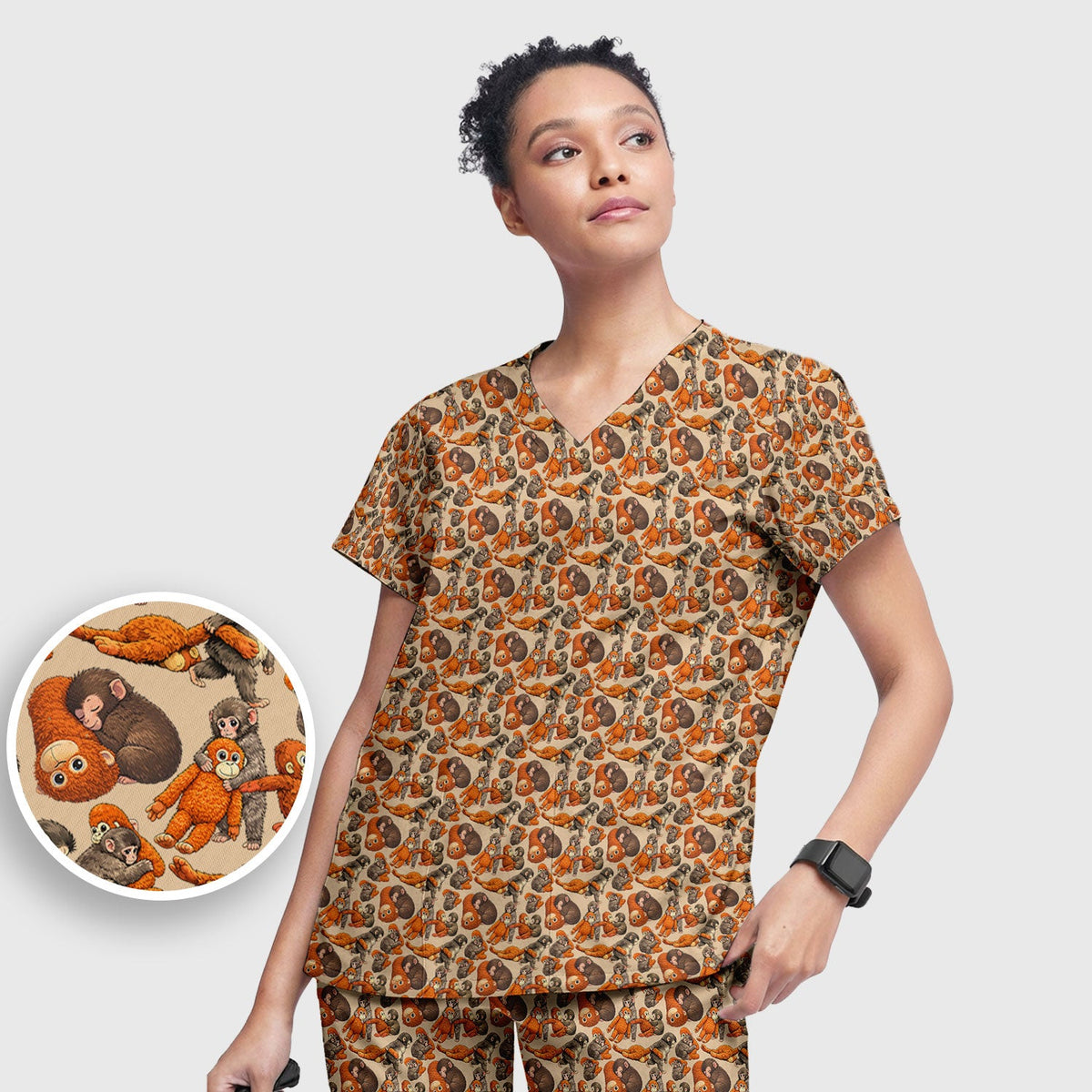 Funny Baby Monkeys Nurse Scrub Set