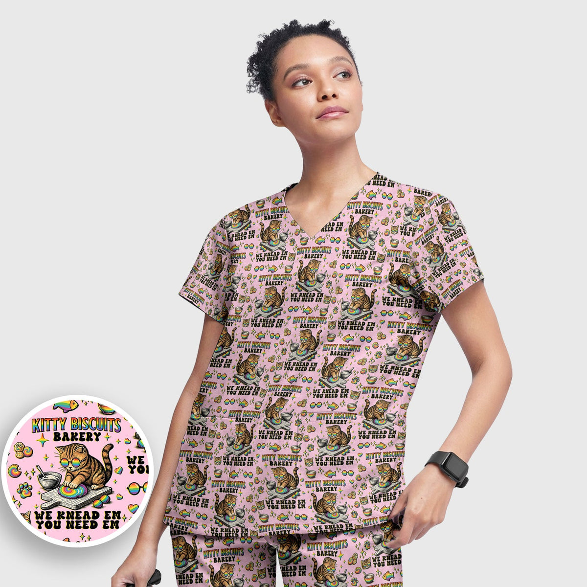 Pride Nurse Cat Baking Scrub Set