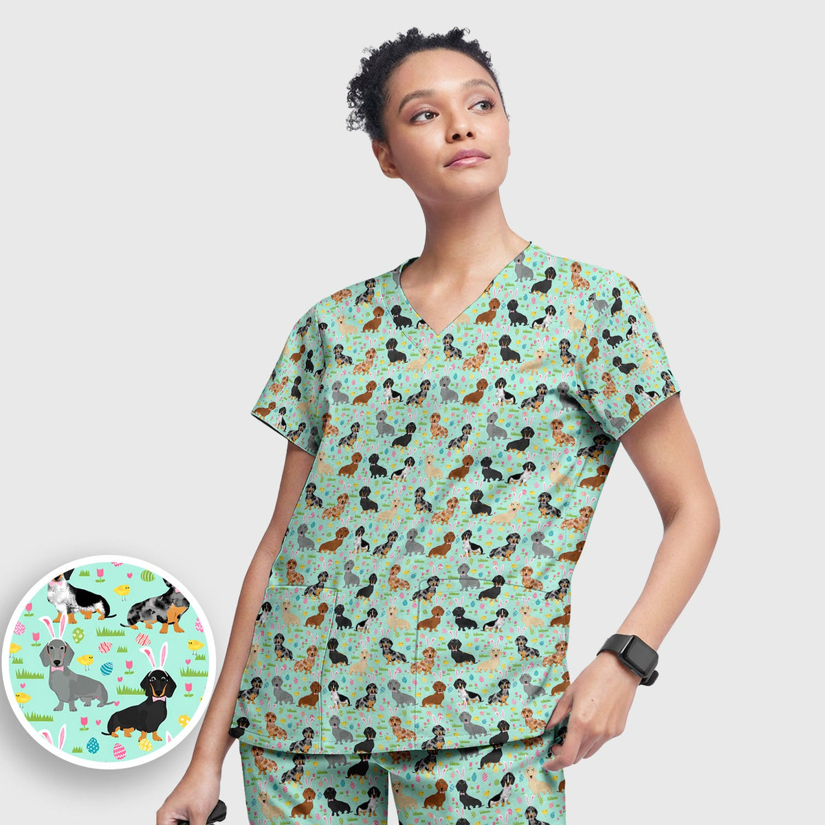 Dachshund Dog Nurse Scrub Set - Easter Gift