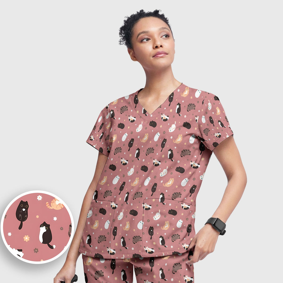 Adorable Kitty Nurse Scrub Set