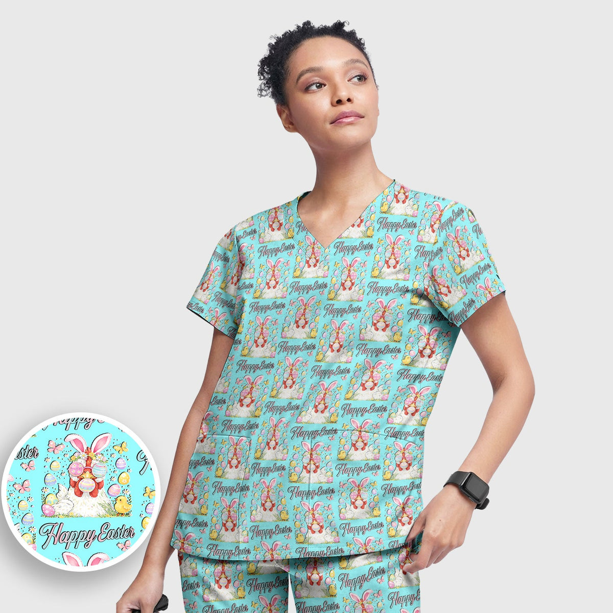Bunny Eggs Nurse Scrub Set - Easter Gift