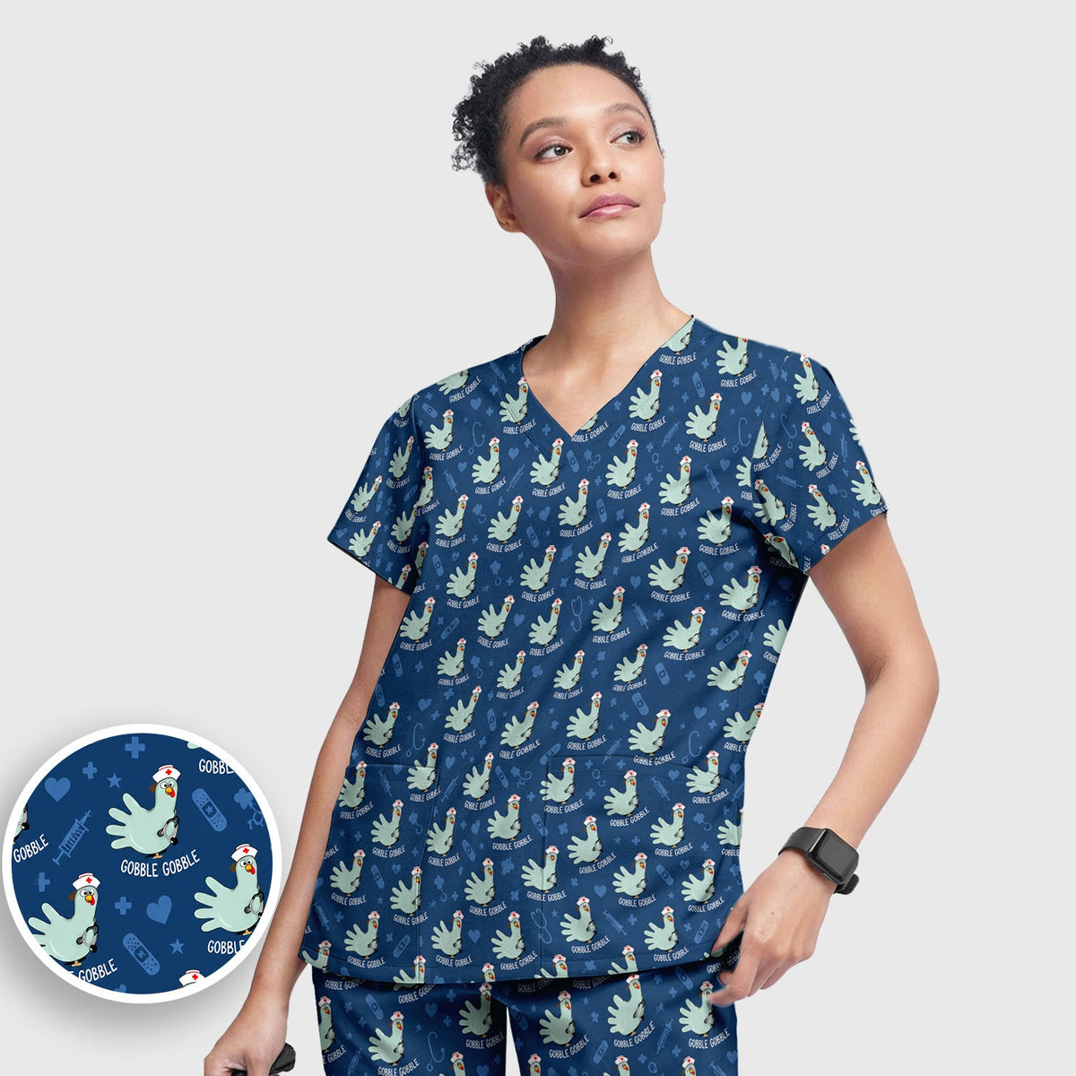 Gobble Gobble Turkey Nurse Scrub Set