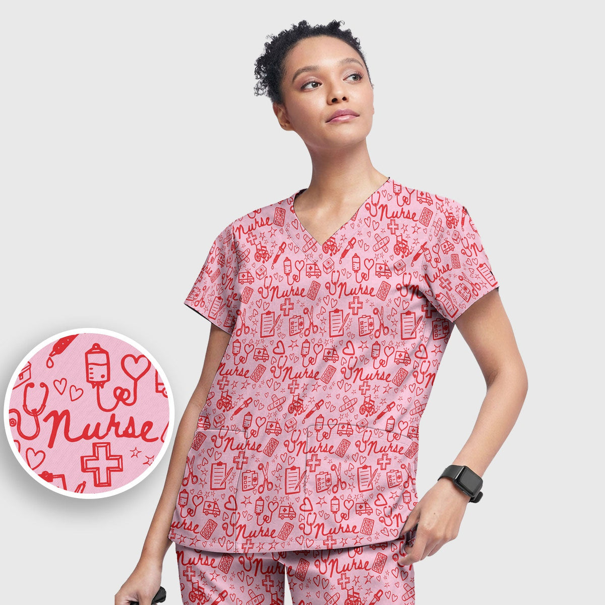 Heart Medical Nurse Scrub Set