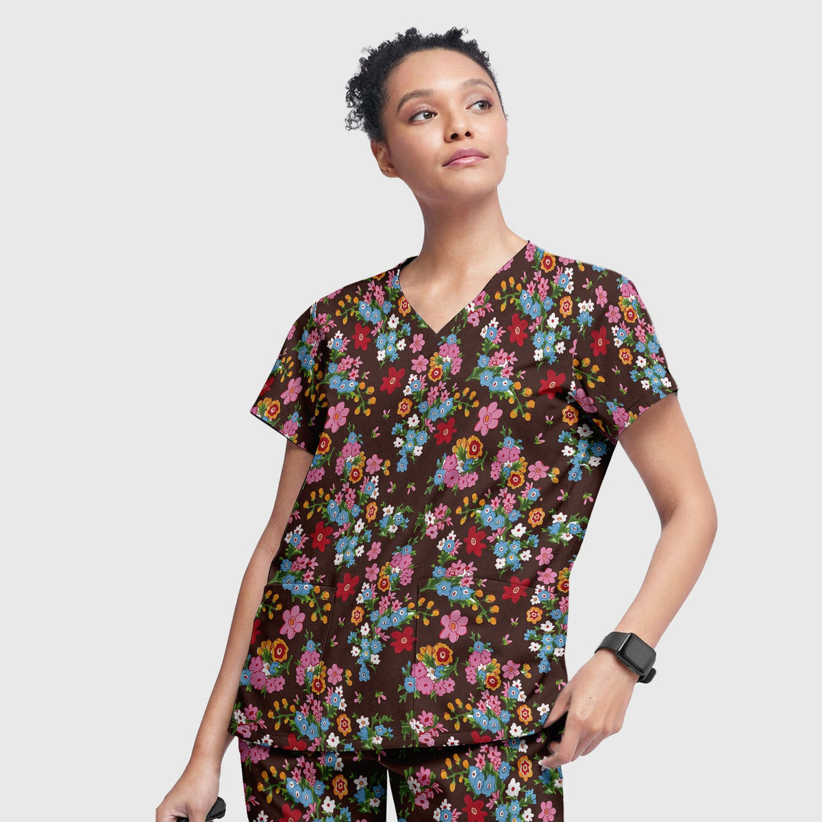 Vintage Floral Bouquet Nurse Scrub Set