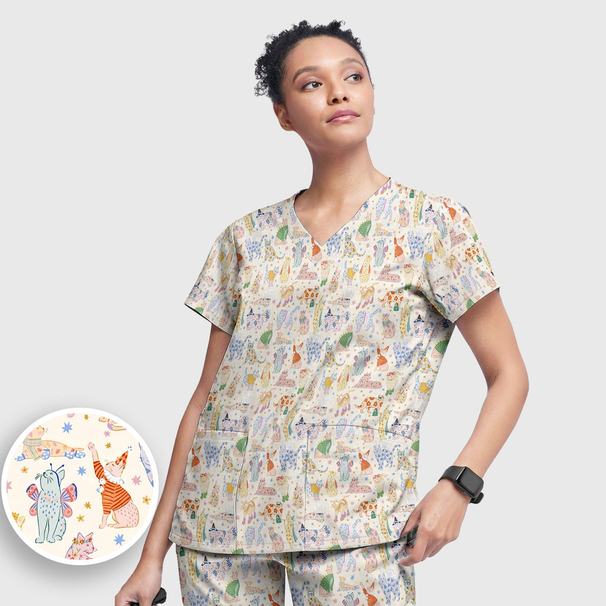 Colorful Cats Nurse Scrub Set