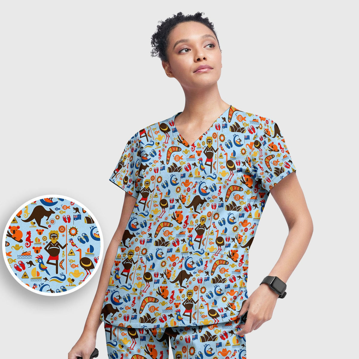 Indigenous Inspired Icon Nurse Scrub Set