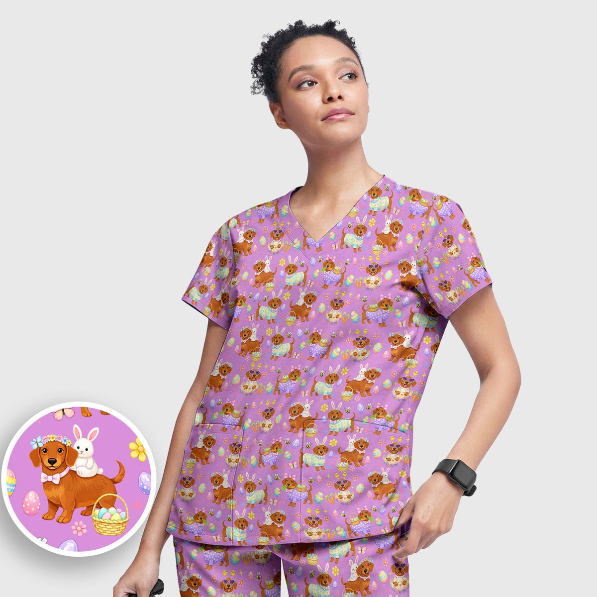 Easter Dachshund Nurse Scrub Set