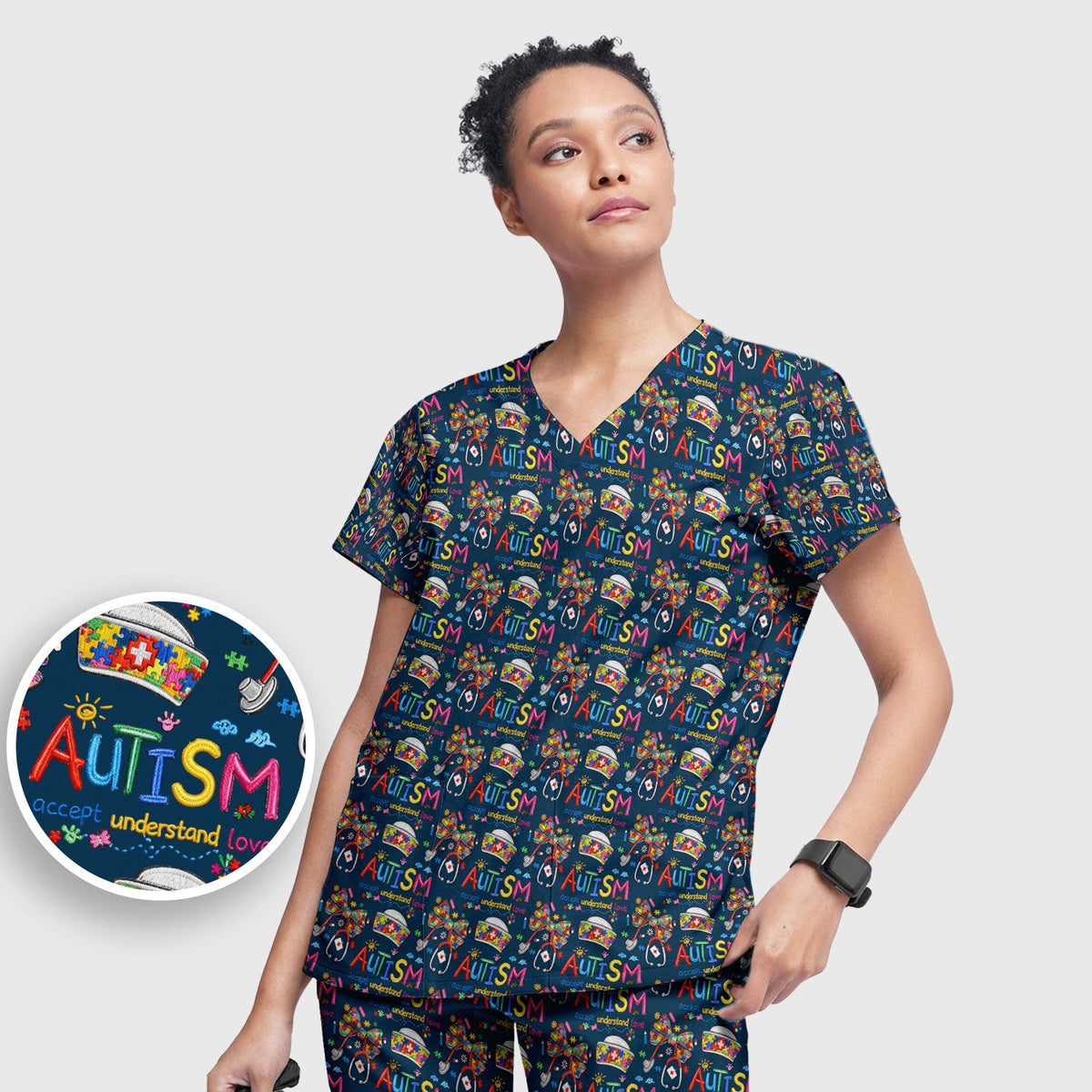 Autism Awareness Accept Understand Love Nurse Scrub Set