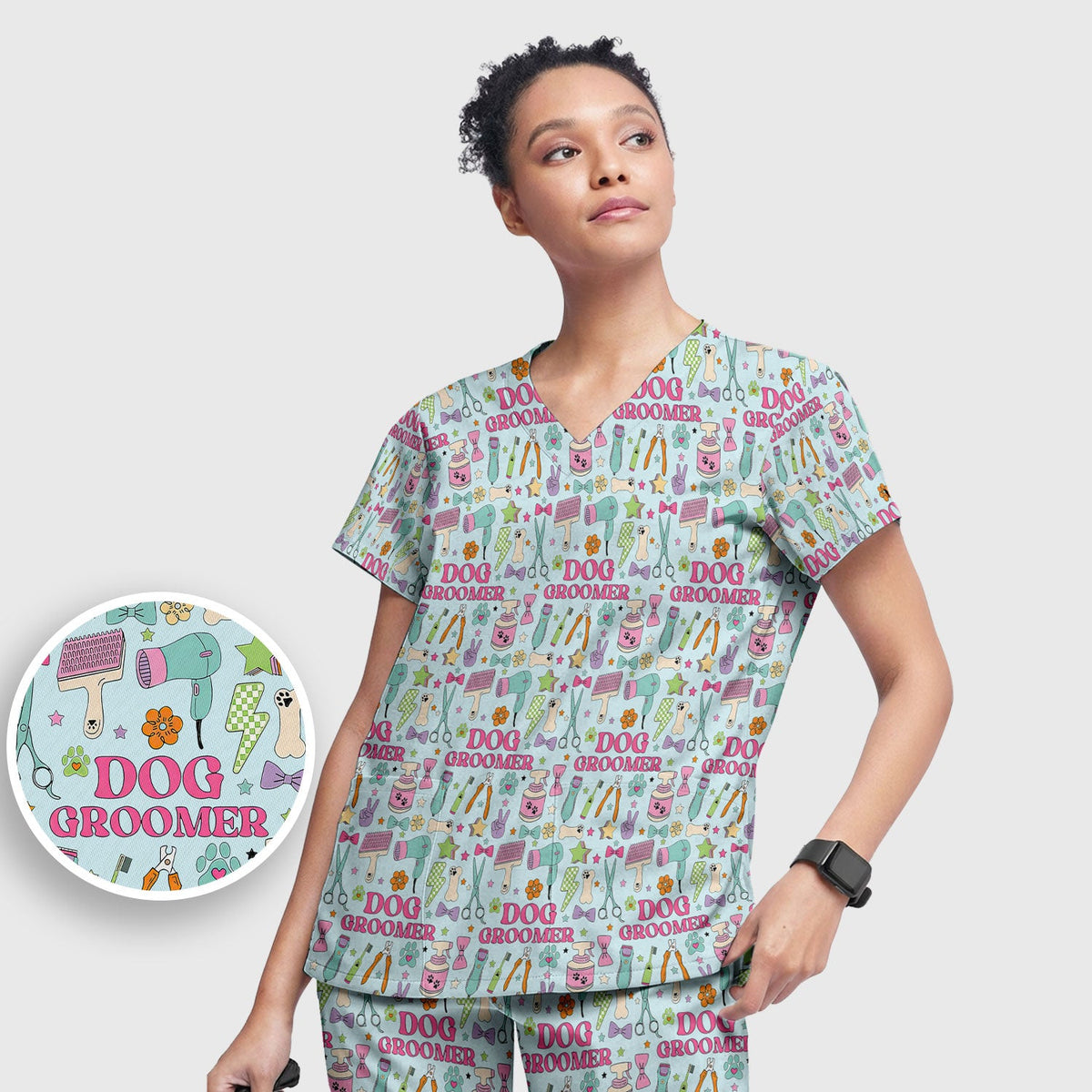 Dog Groomer Tools Nurse Scrub Set