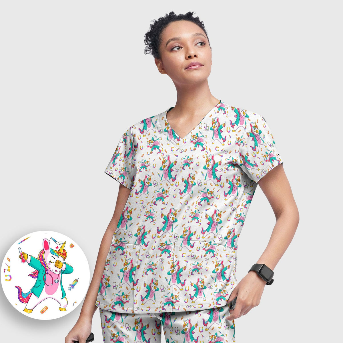 Unicorn Dance Nurse Scrub Set