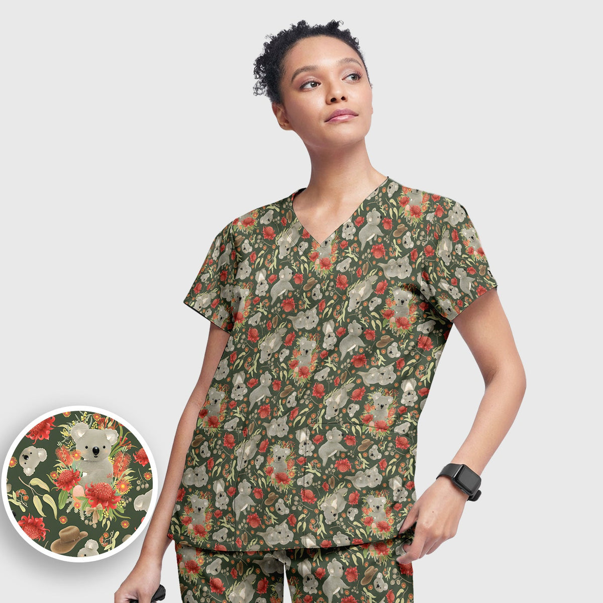 Koala Wildflower Nurse Scrub Set