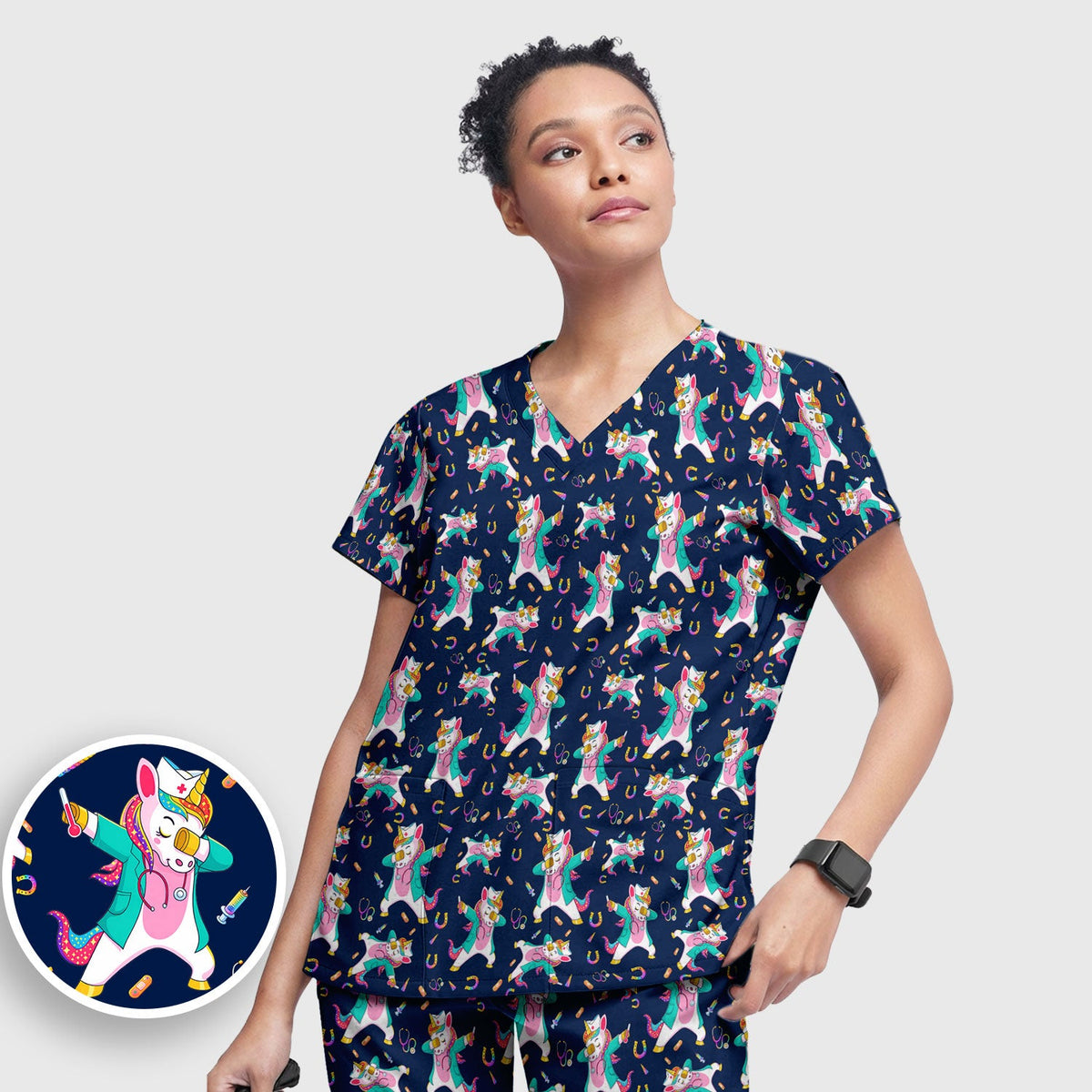 Unicorn Dance Nurse Scrub Set