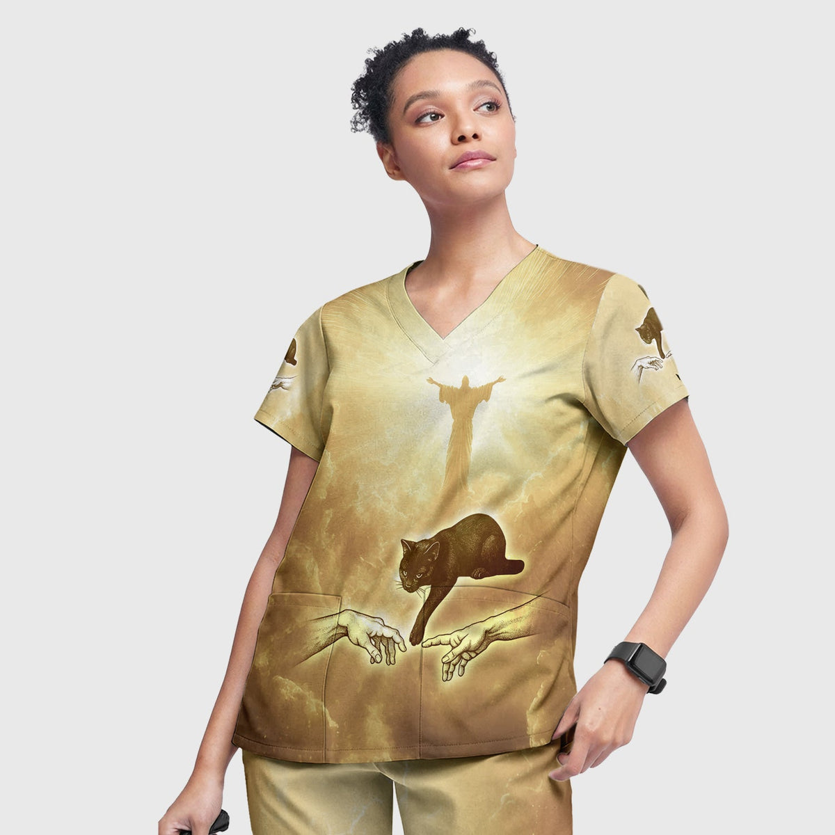 Golden Angel Cat Nurse Scrub Set