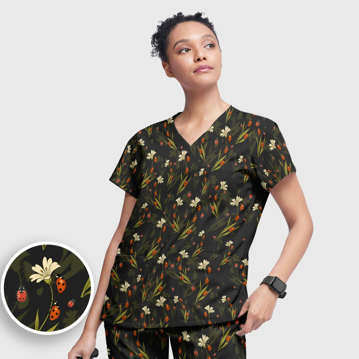 Fresh Daisy Ladybug Garden Nurse Scrub Set