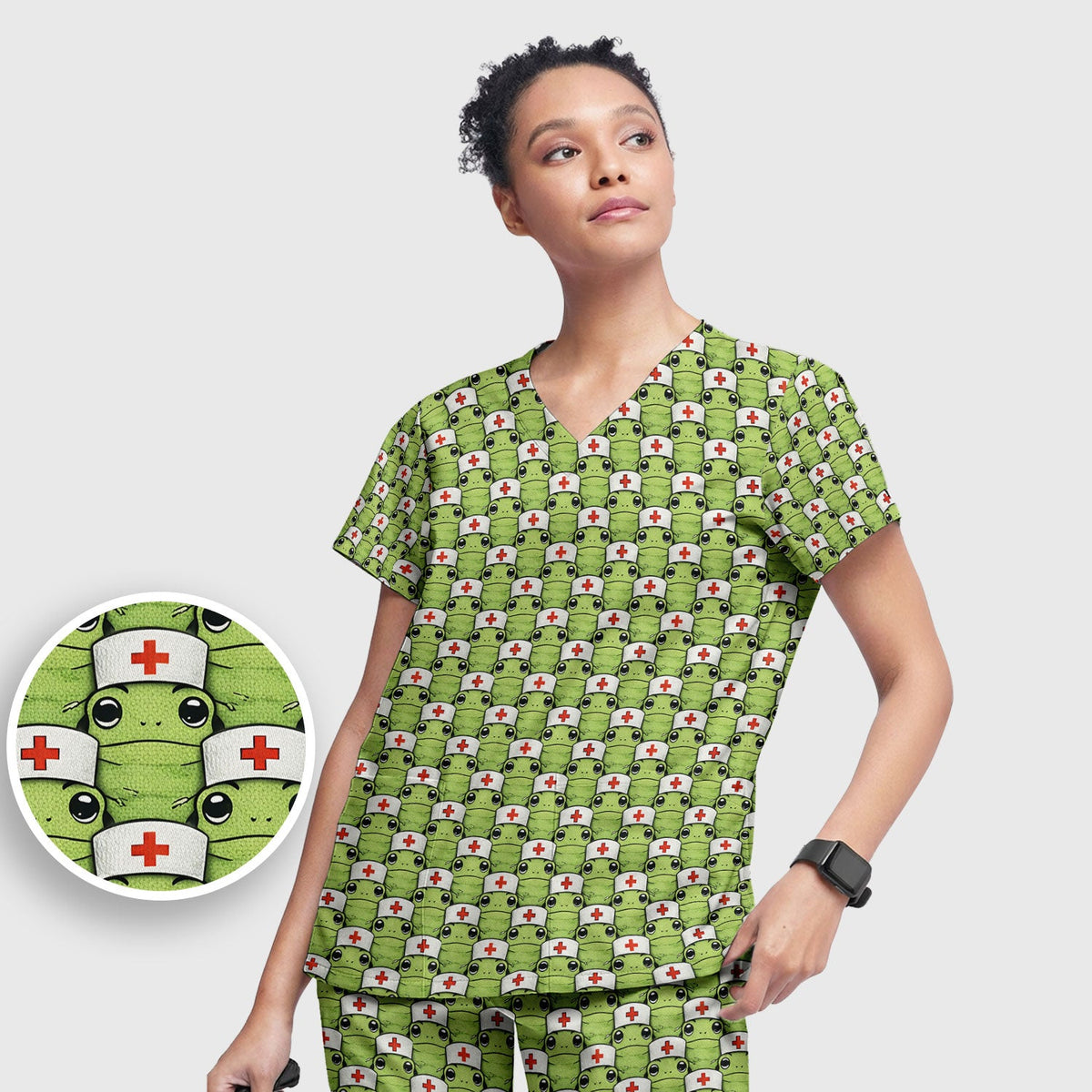 Green Frog Nurse Scrub Set