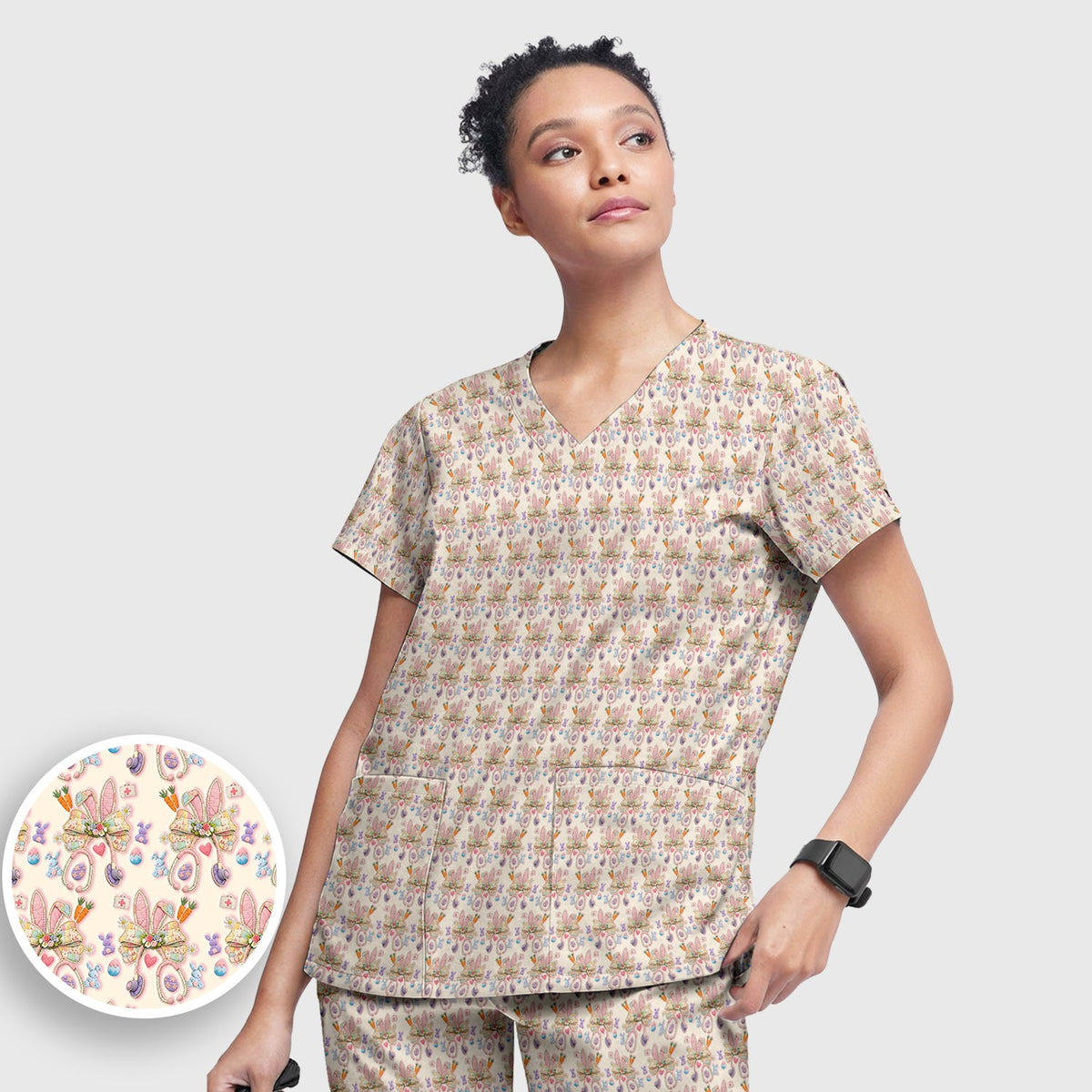 Bunny Stethoscope Nurse Scrub Set - Easter Gift