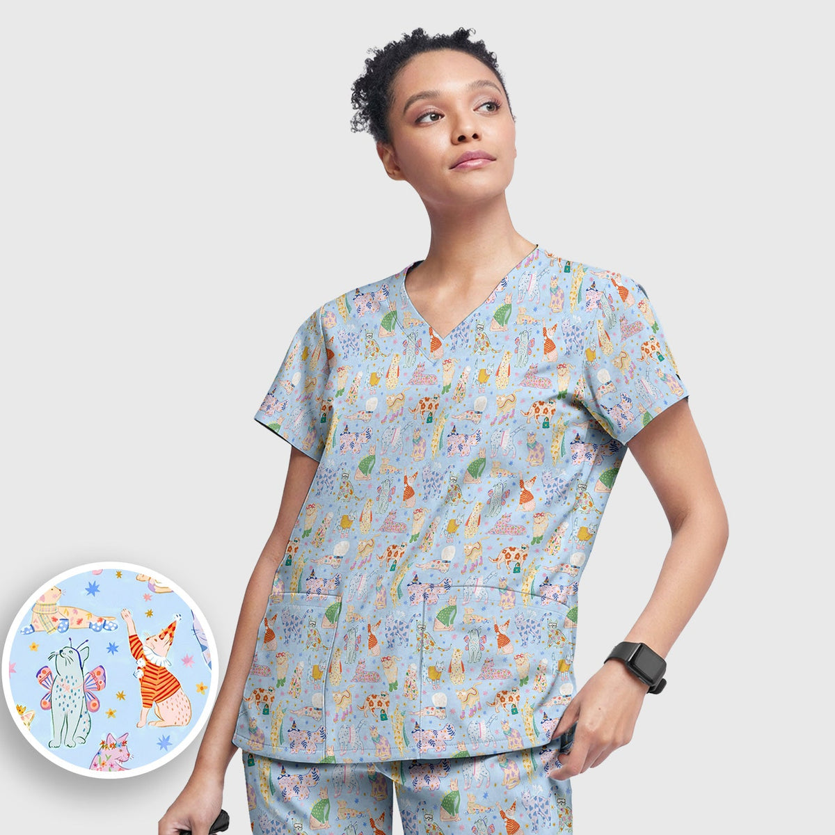 Colorful Cats Nurse Scrub Set