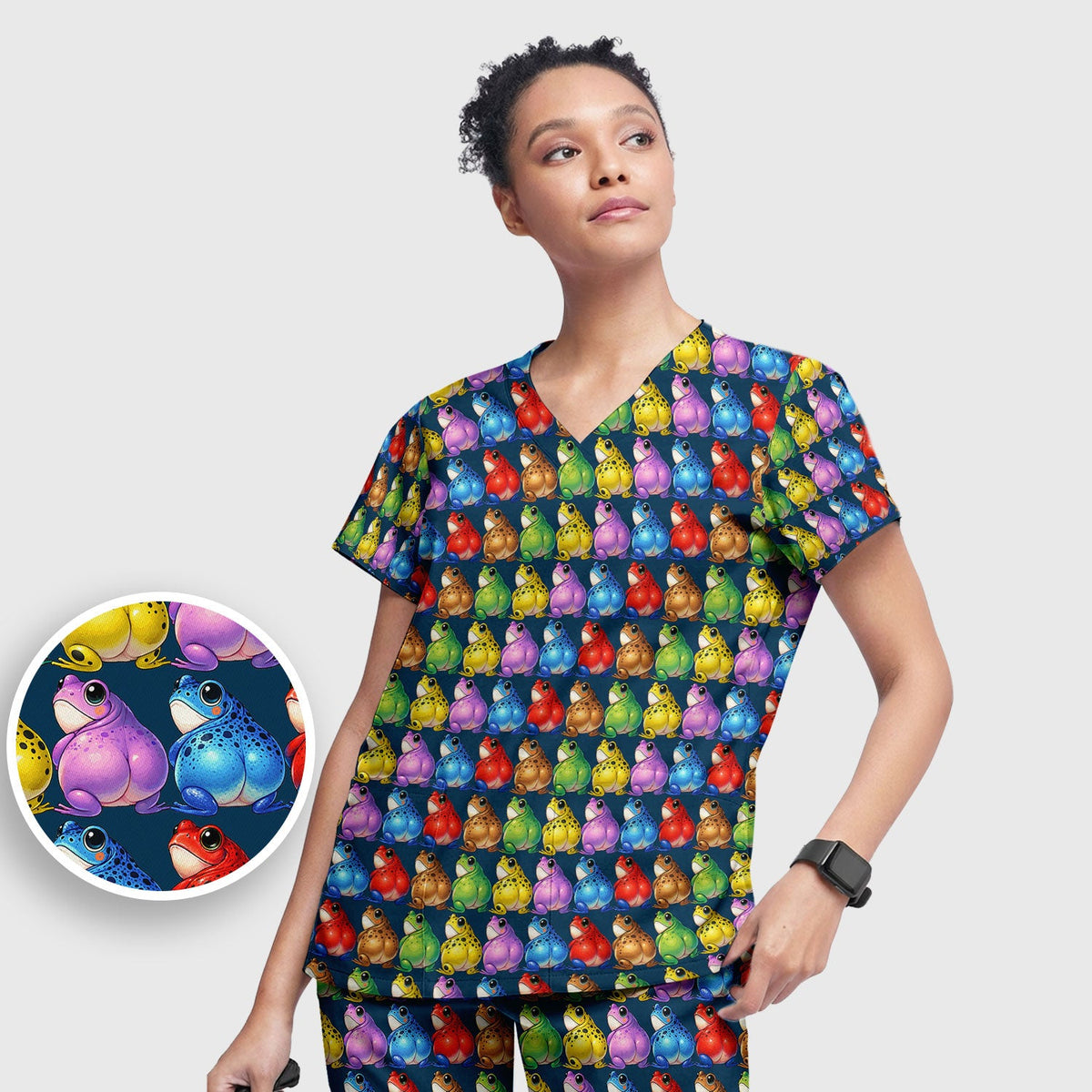 Colorful Frogs Nurse Scrub Set