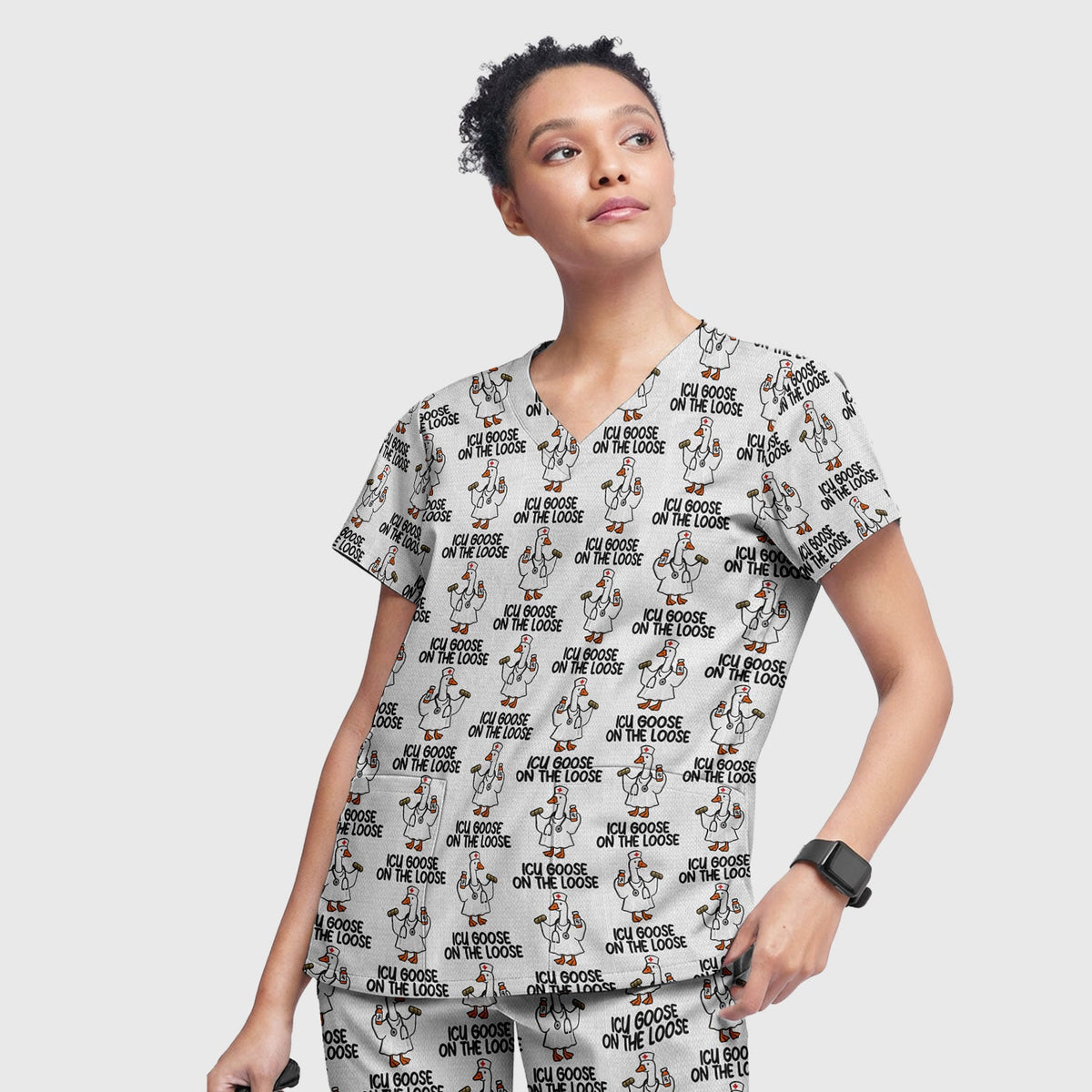 ICU Goose On The Loose Nurse Scrub Set