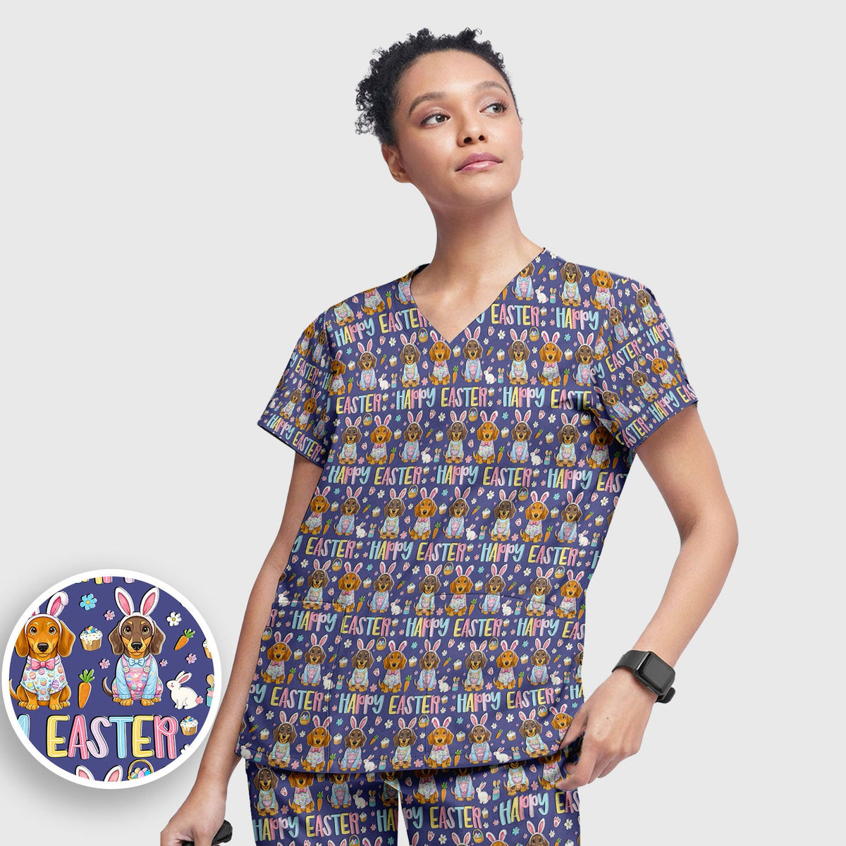 Dachshund Puppy Nurse Scrub Set - Easter Gift