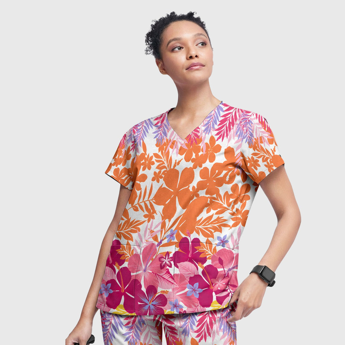 Tropical Hibiscus Bloom Nurse Scrub Set