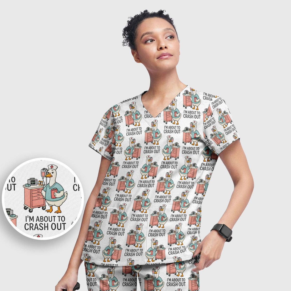 Goose Crash Out Nurse Scrub Set
