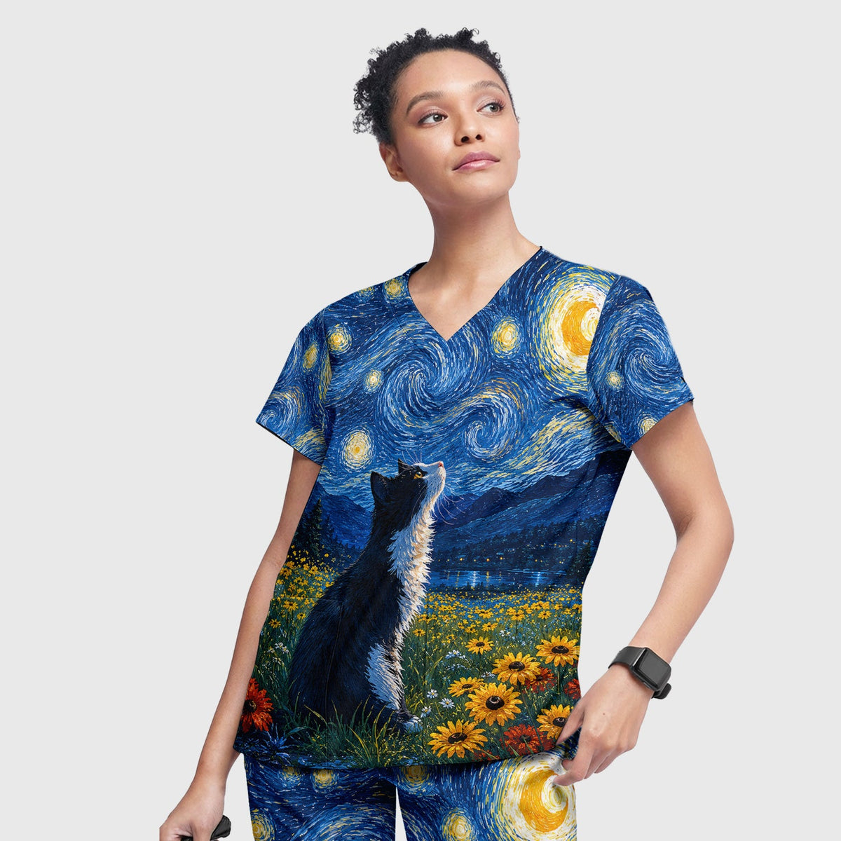 Starry Cat Veterinary Nurse Scrub Set