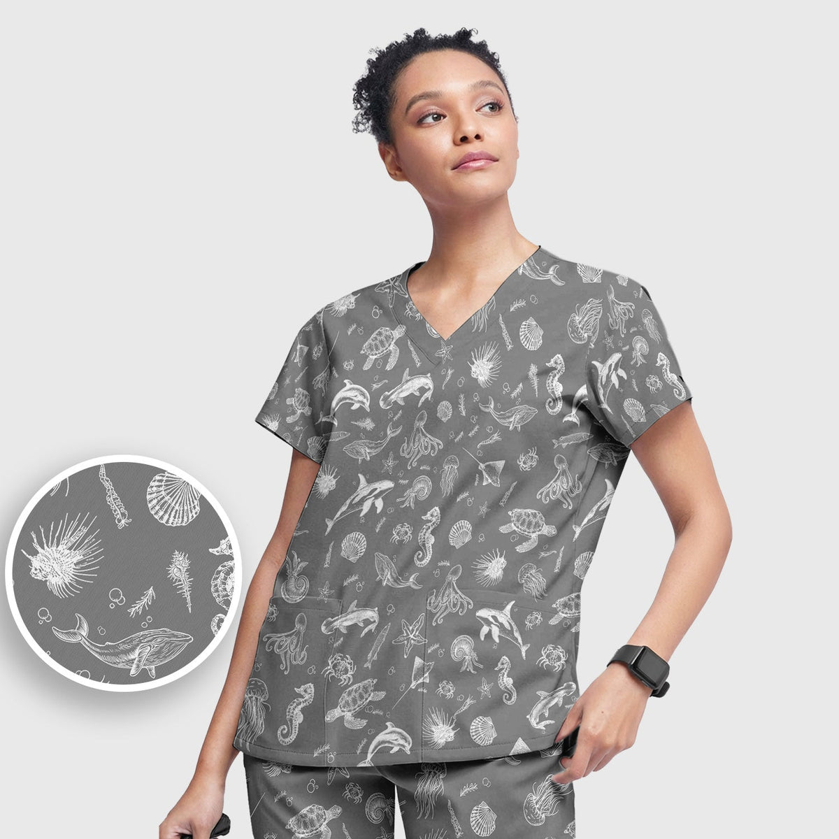 Marine Sea Life Nurse Scrub Set