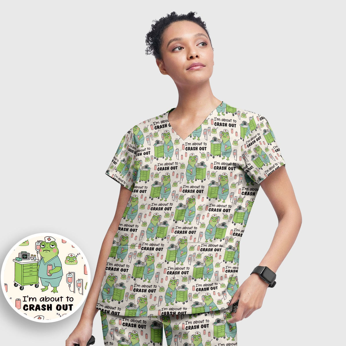 Crash Out Frog Nurse Scrub Set