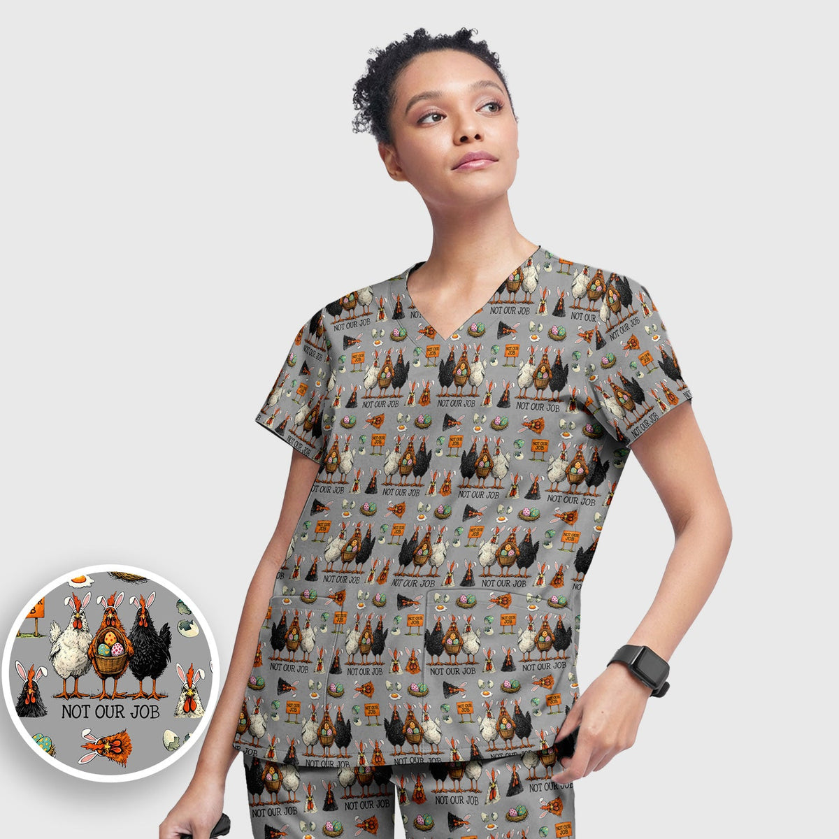 Chicken Humor Nurse Scrub Set - Easter Gift