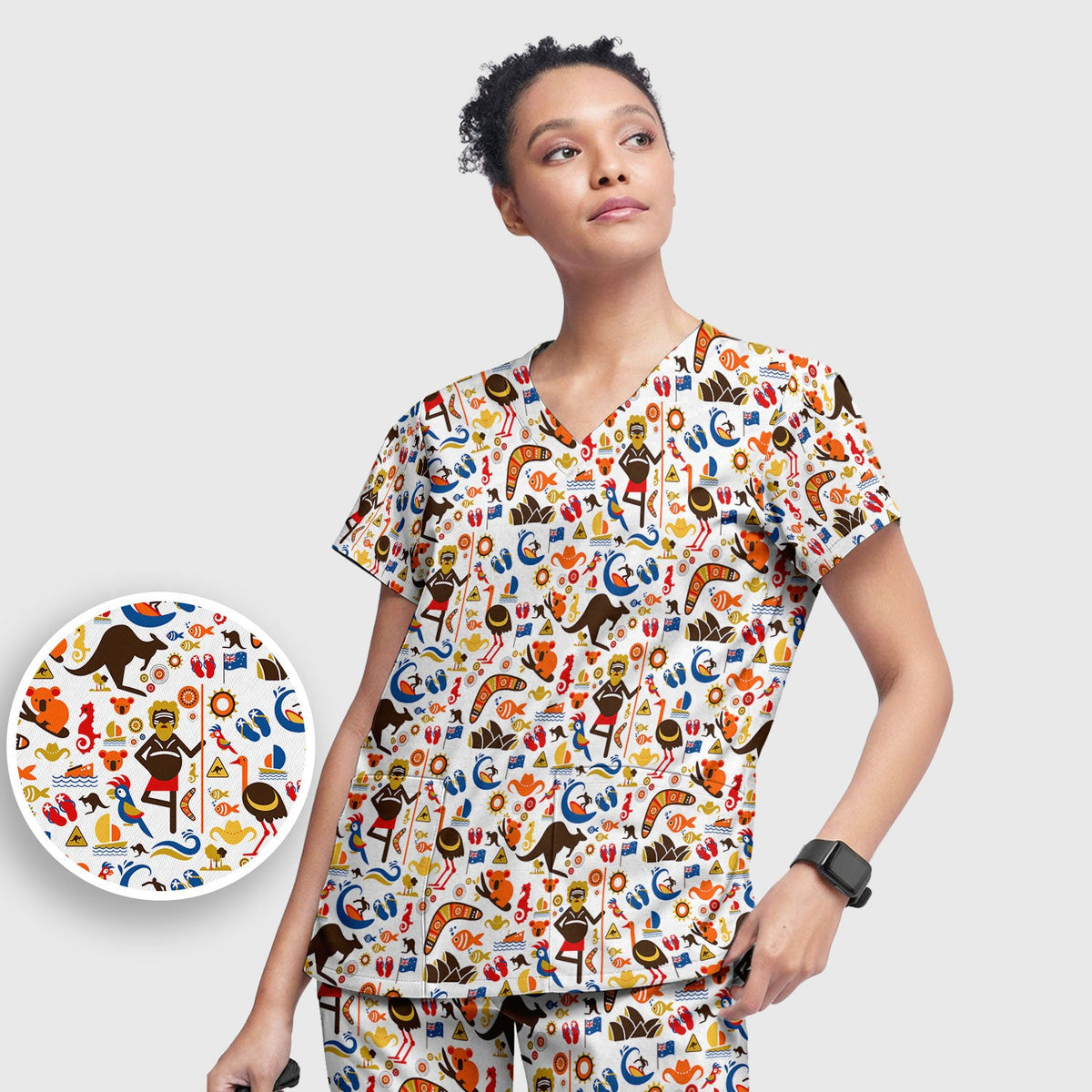 Indigenous Inspired Icon Nurse Scrub Set