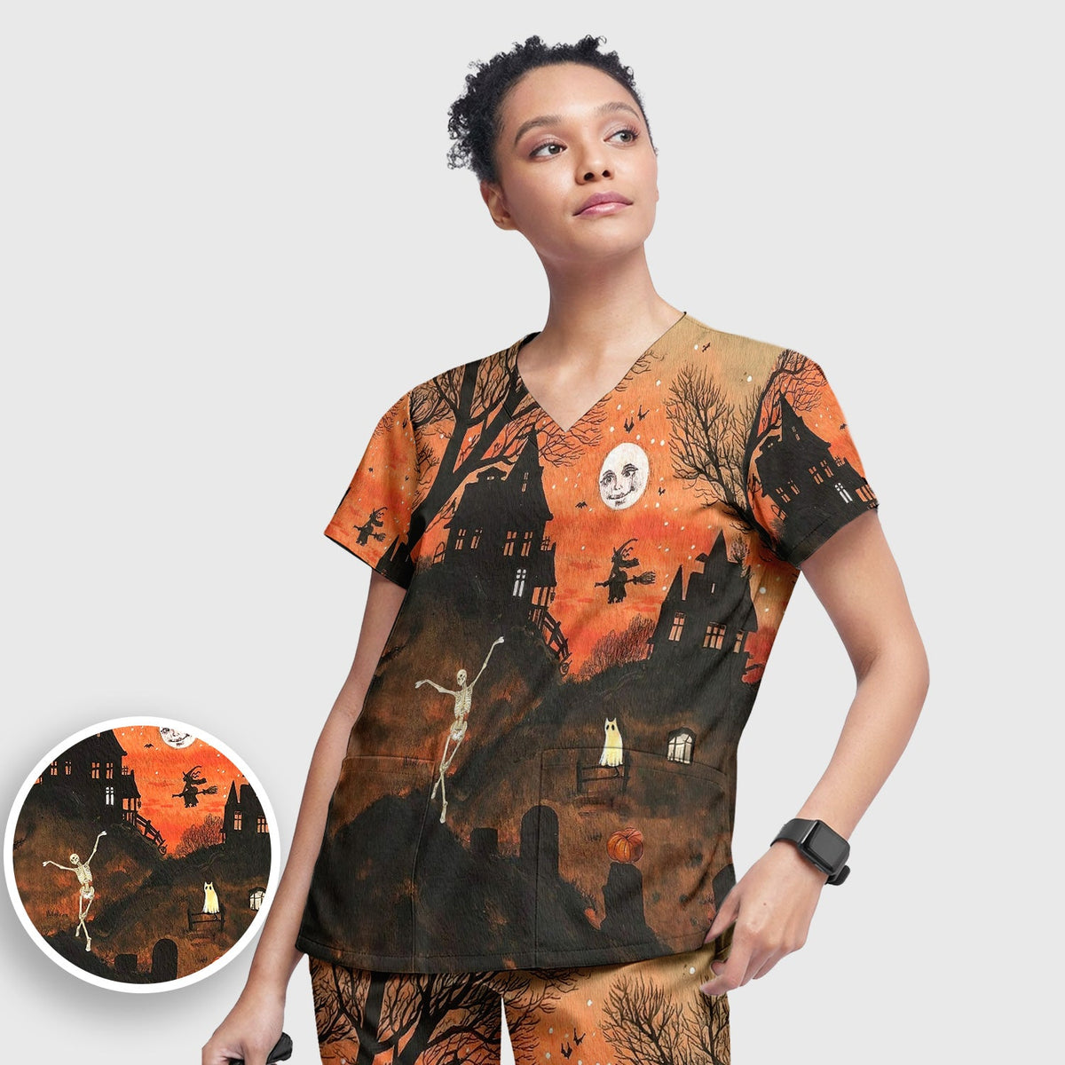 Haunted House Nurse Scrub Set - Halloween Gift