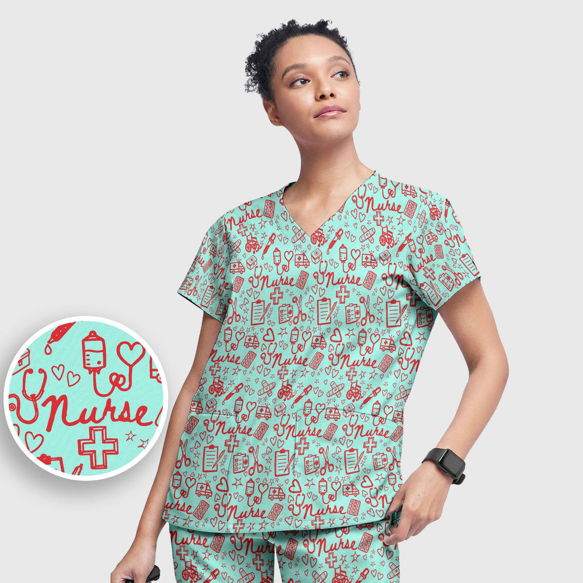 Heart Medical Nurse Scrub Set