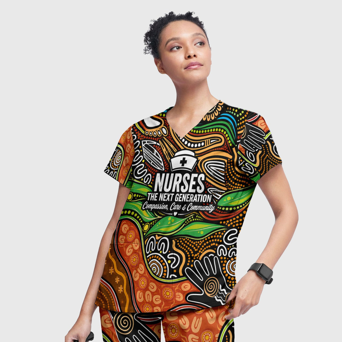 Dot Art Nurse Quote Scrub Set