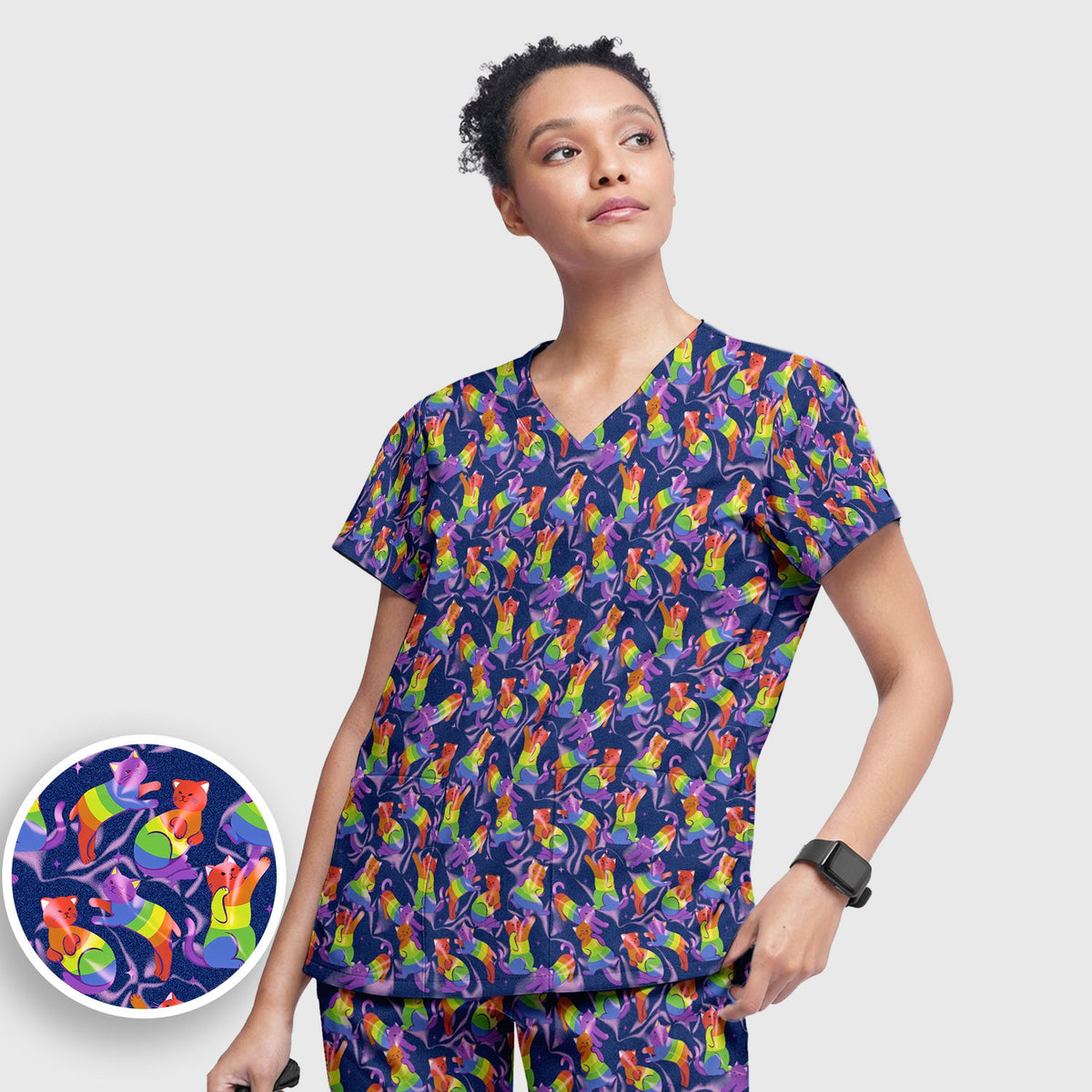 Rainbow Pride Cat Nurse Scrub Set