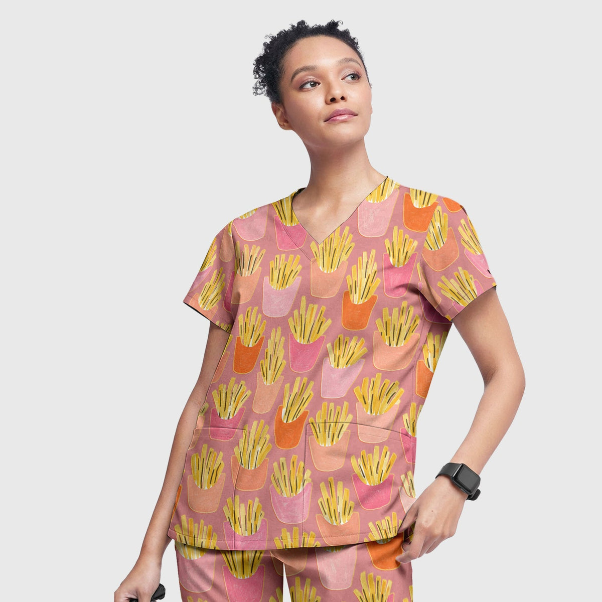 French Fries Nurse Scrub Set