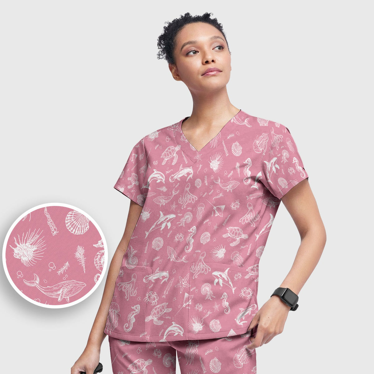Marine Sea Life Nurse Scrub Set