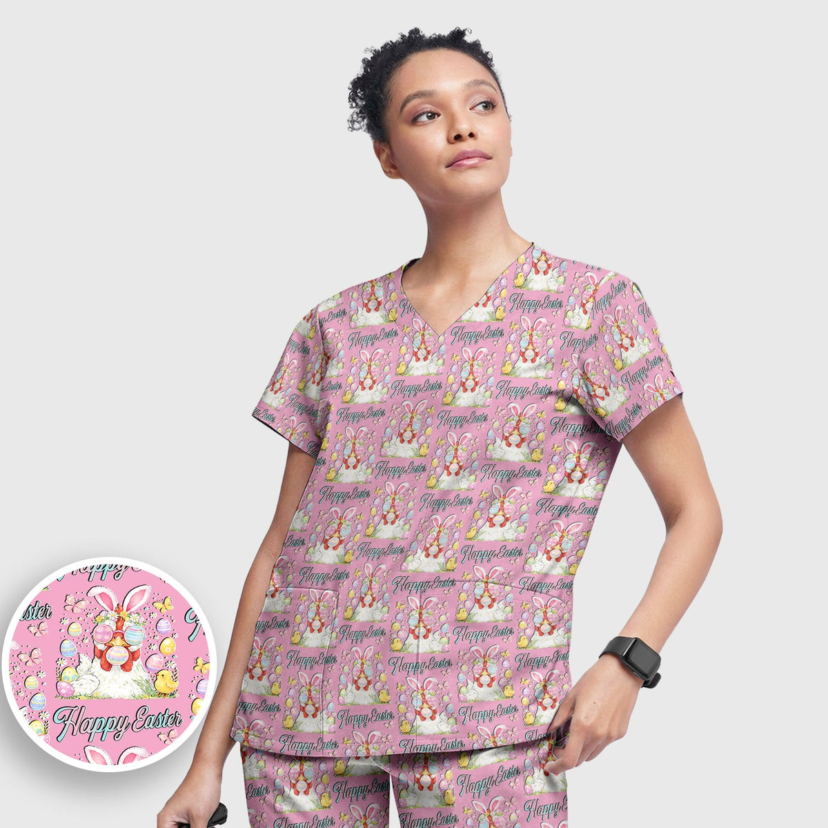 Bunny Eggs Nurse Scrub Set - Easter Gift