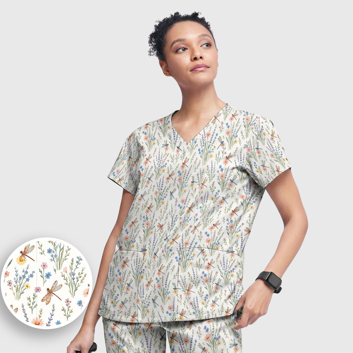 Dragonfly Wildflower Meadow Nurse Scrub Set
