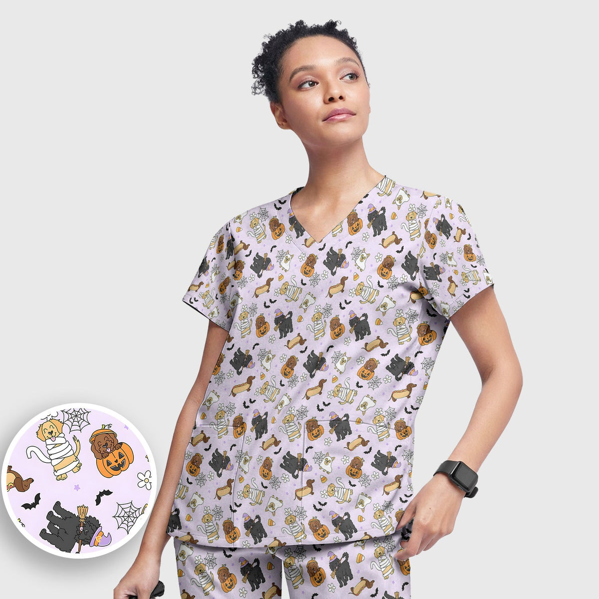 Halloween Costumed Pets Nurse Scrub Set