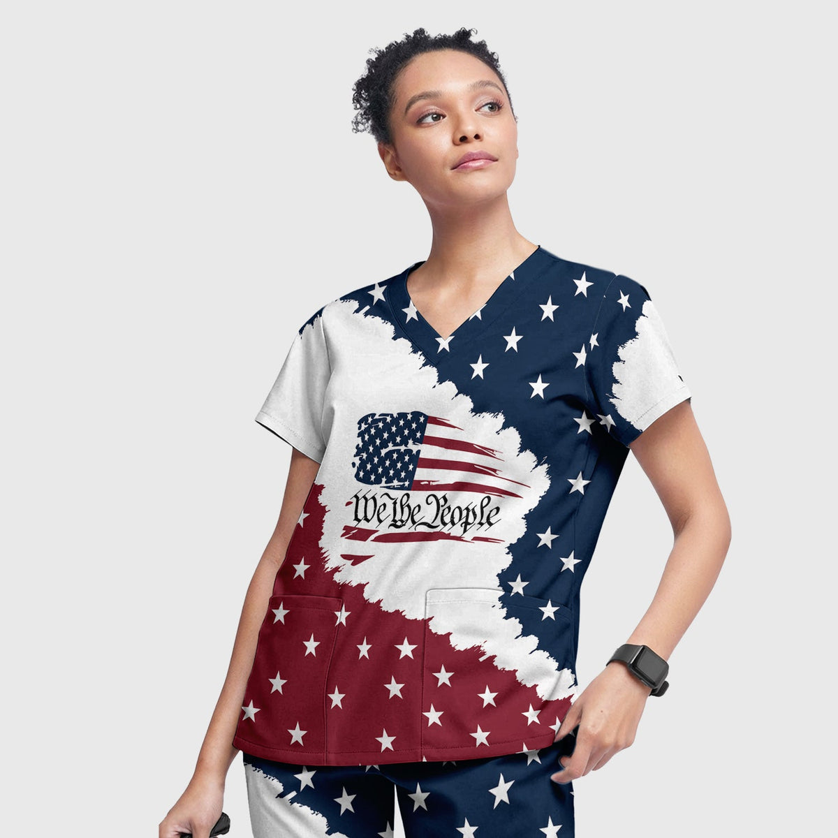We Be People Flag Nurse Scrub Set