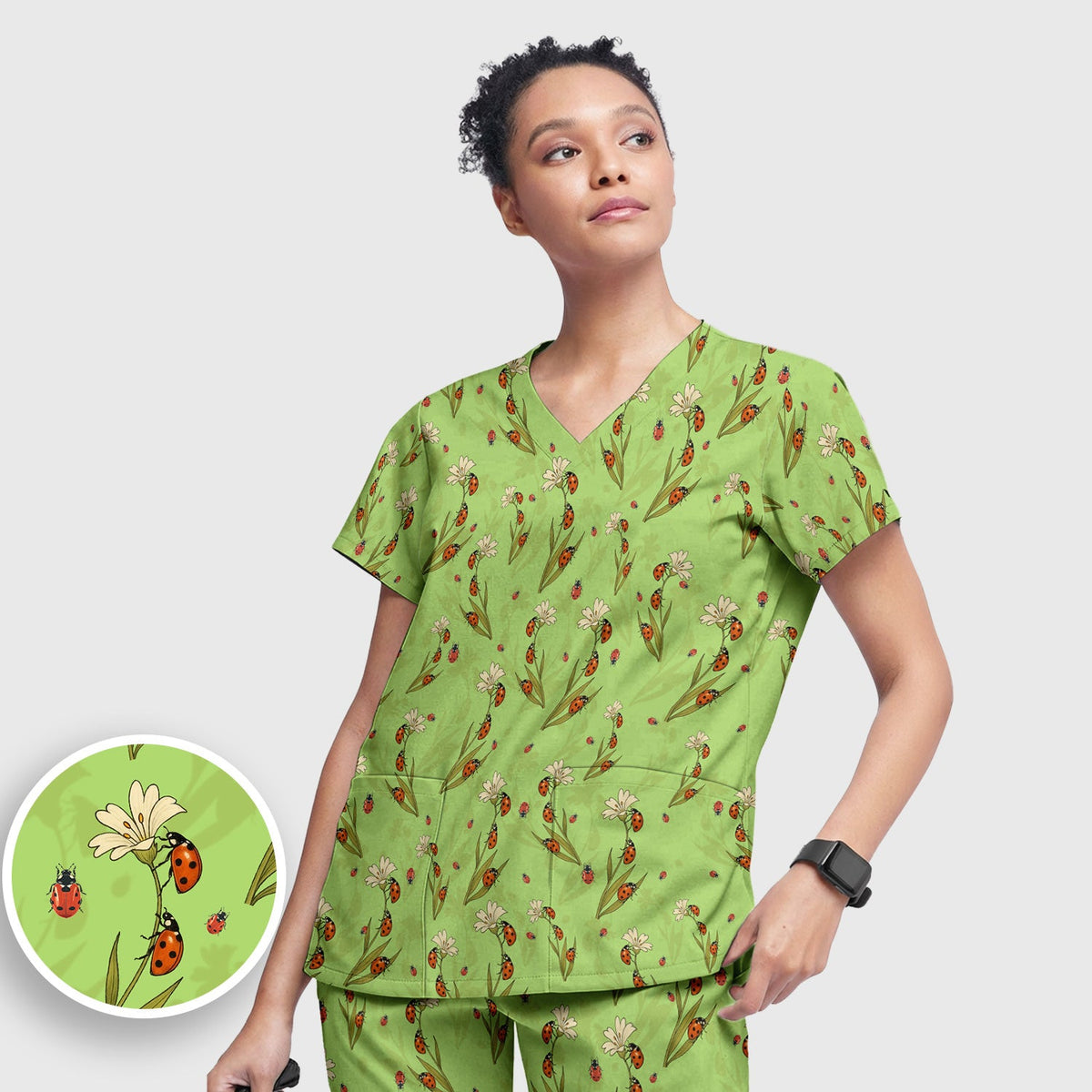 Fresh Daisy Ladybug Garden Nurse Scrub Set