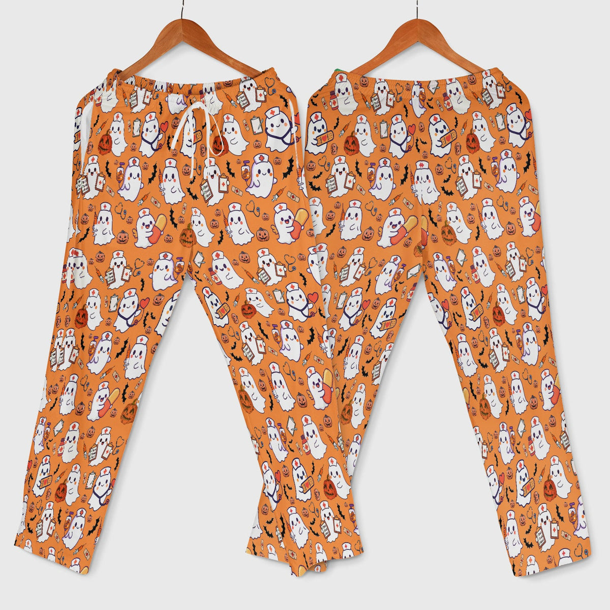Pumpkin Ghost Nurse Scrub Set - Halloween Gift